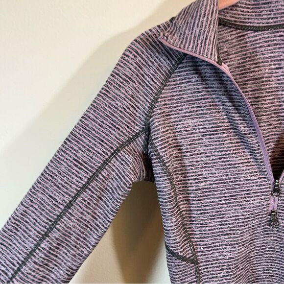 Lululemon Race Your Pace 1/2 Zip Gray Purple Striped 4 - Picture 6 of 14